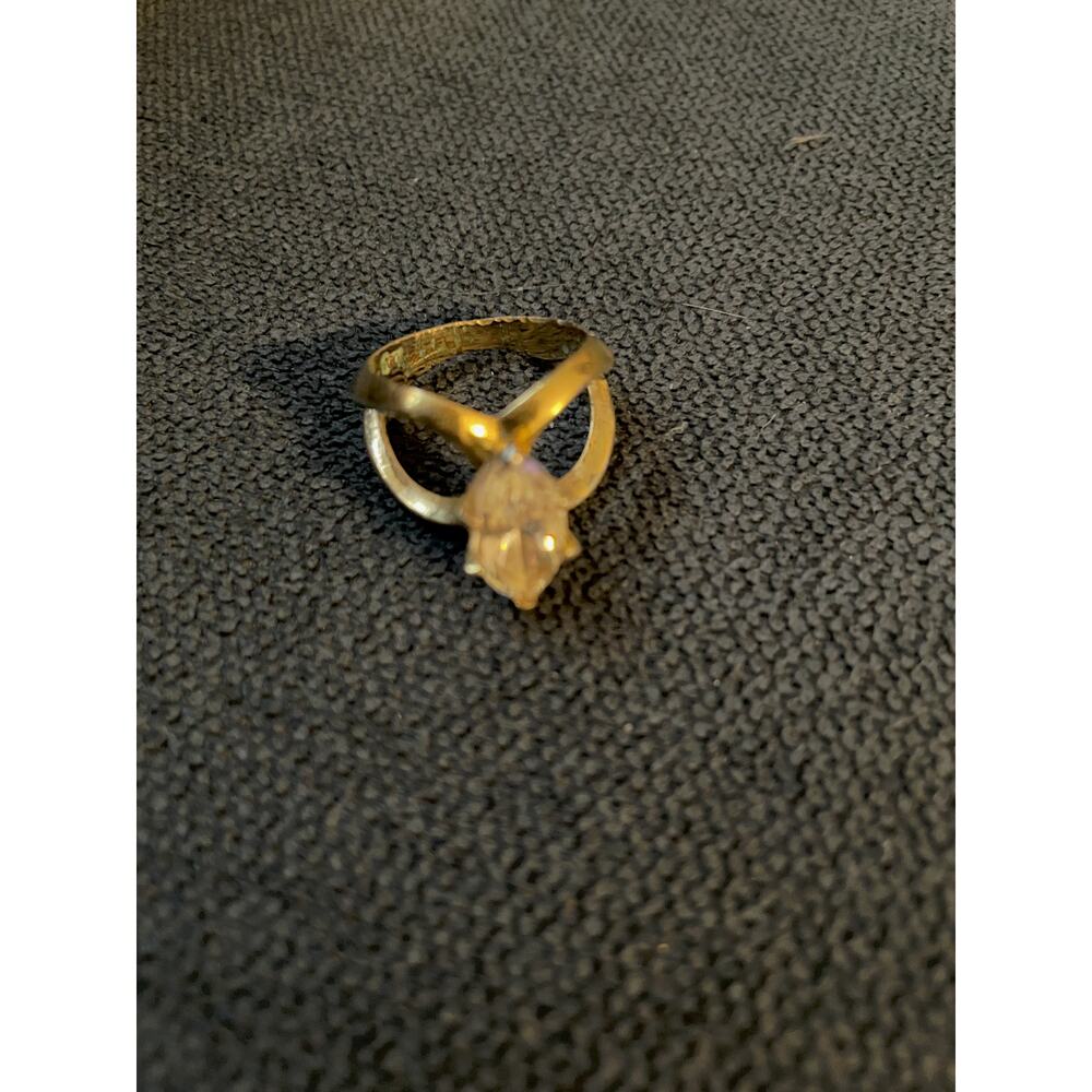 Gold Tone Clear Stone Marquise Cut Statement Ring